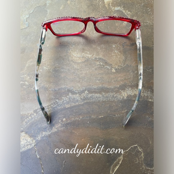 NWT Translucent Red & Camo W/Red Crystals Bling Reader Glasses With Case 1.25 - Picture 8 of 10
